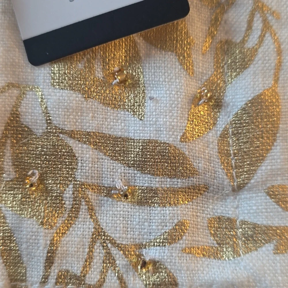 ❤️BUY 2 GET 1 FREE  Sur La Table Gold Leaves Linen Napkins, Set of 4